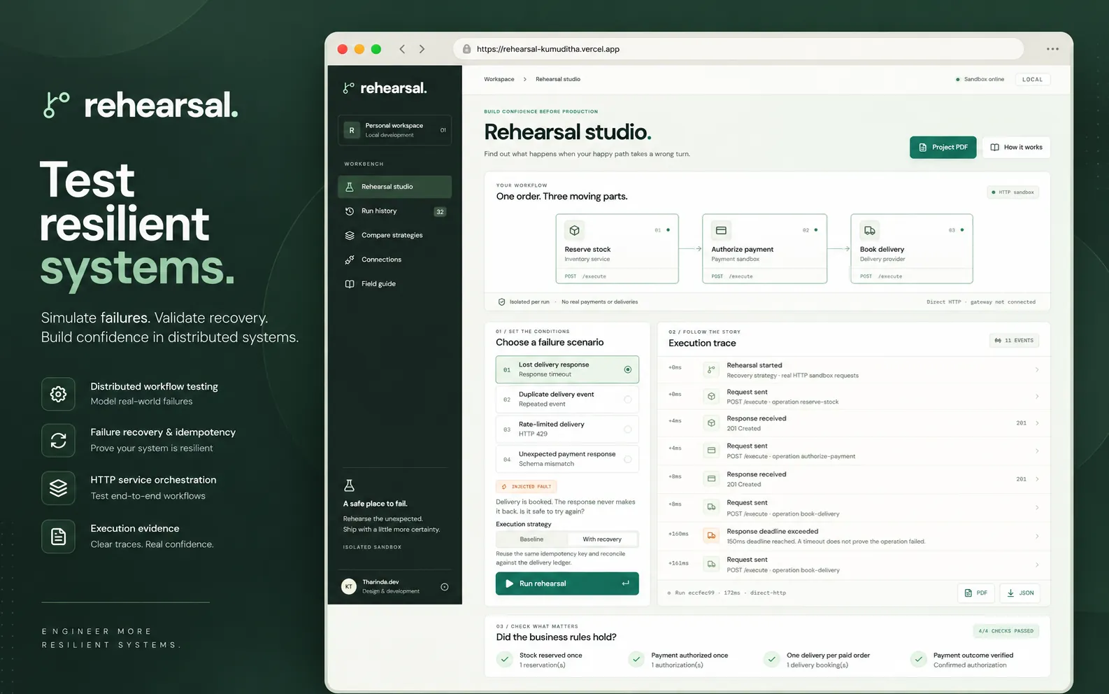 Rehearsal — An API reliability workbench for distributed-system failures